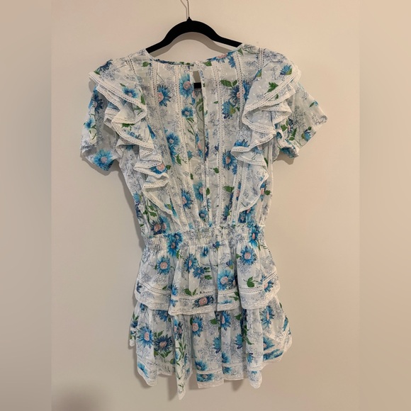 *LIKE NEW* LoveShackFancy Natasha Cotton Lace Trim Floral Ruffle Mini Dress - Picture 2 of 10